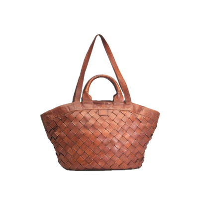Sac à main panier en cuir Cognac BIBA Lewisburg tressé