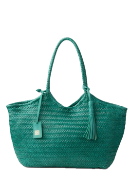 Sac porté épaule L panier tressé cuir Vert BIBA Perkins Sac porté épaule L panier tressé cuir Vert BIBA Perkins