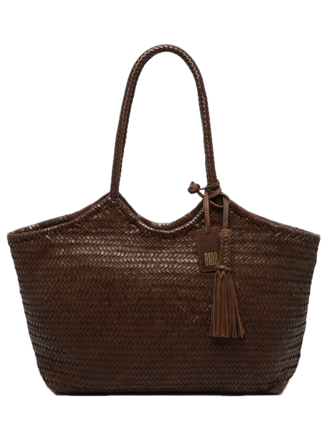 Sac porté épaule L panier tressé cuir Chocolat BIBA Perkins