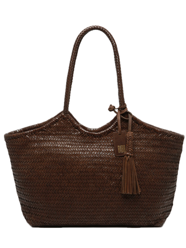Sac porté épaule L panier tressé cuir Chocolat BIBA Perkins Sac porté épaule L panier tressé cuir Chocolat BIBA Perkins