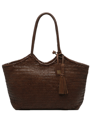 Sac porté épaule L panier tressé cuir Chocolat BIBA Perkins