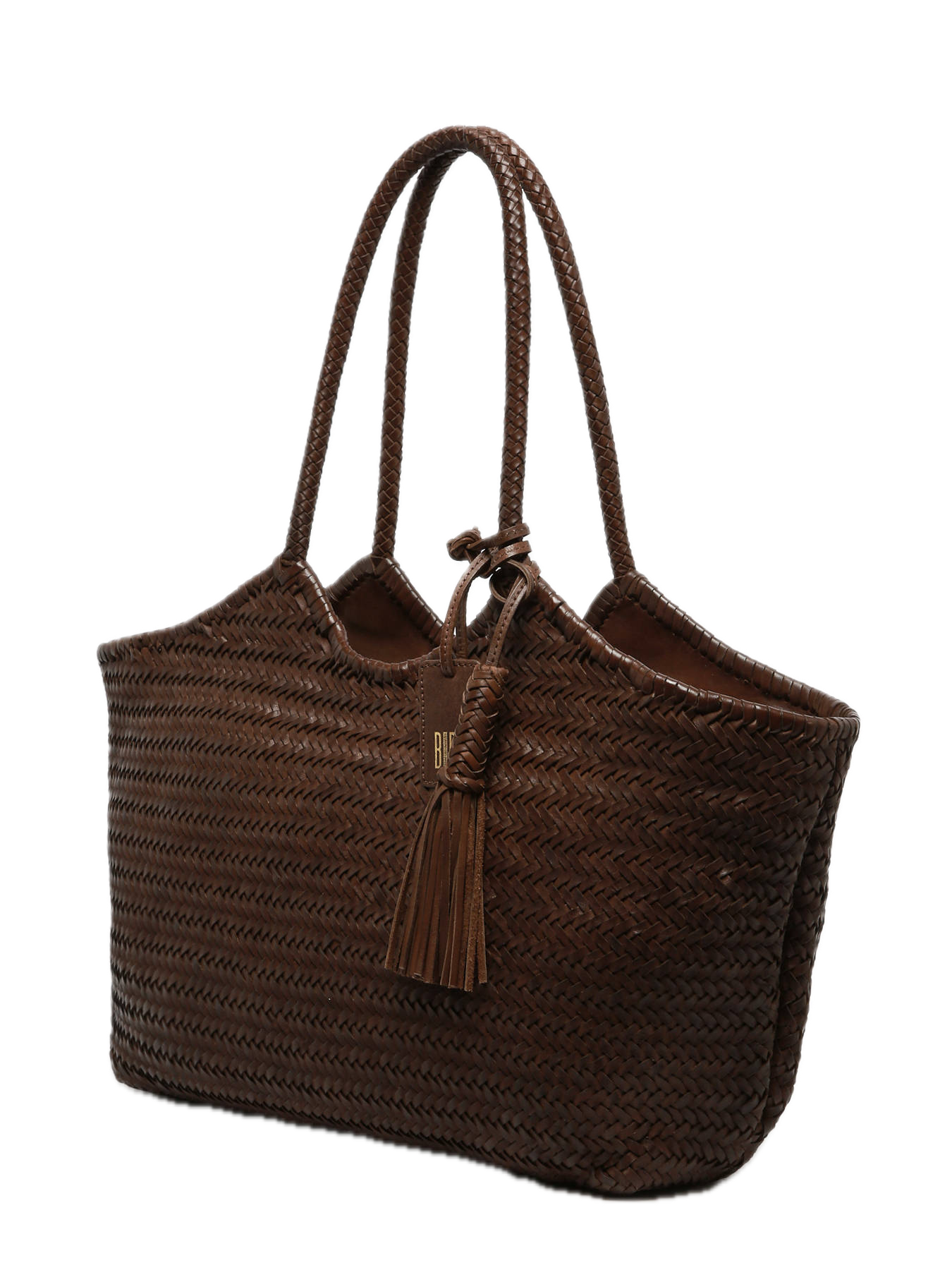 Sac porté épaule L panier tressé cuir Chocolat BIBA Perkins
