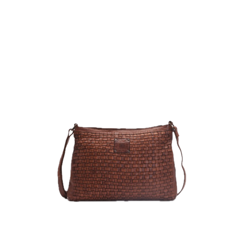 Sac bandoulière cuir tressé Tan BIBA M Kansas