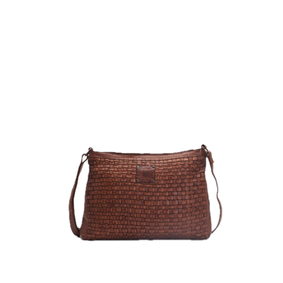 Sac bandoulière cuir tressé Tan BIBA M Kansas