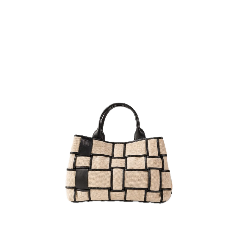 Sac à main cuir et lin Noir BIBA Wann