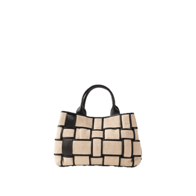 Sac à main cuir et lin Noir BIBA Wann