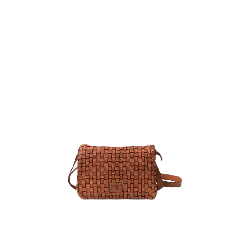 Sac bandoulière cuir tressé Tan BIBA S Kansas