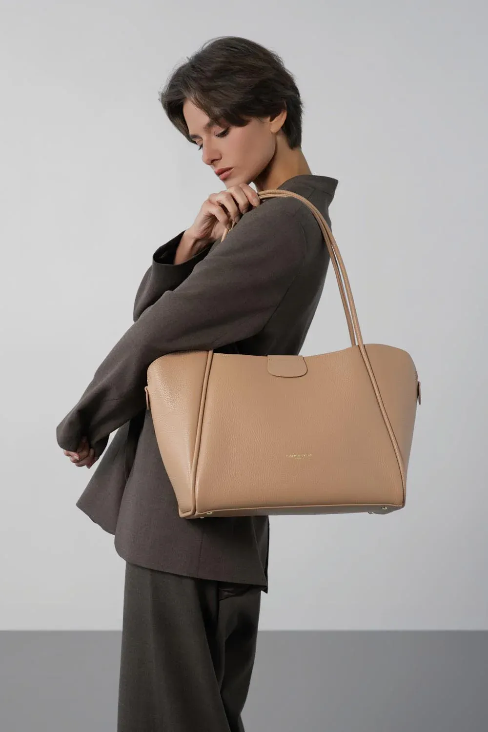 Sac cabas épaule Ida Double Naturel Lancaster