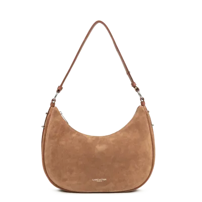 Grand sac besace Cuir Suède Camel LANCASTER Grand sac besace Cuir Suède Camel LANCASTER