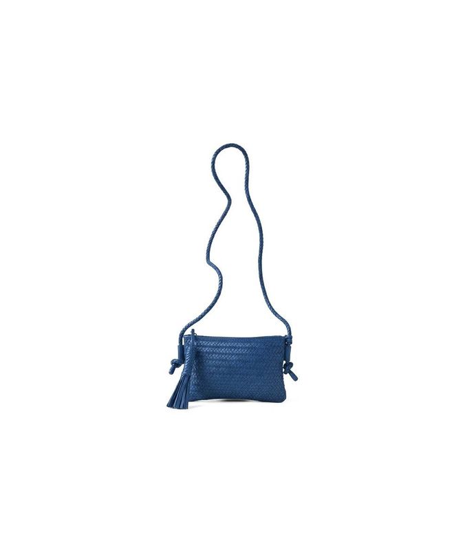 Sac porté travers cuir tressé bleu BIBA Perkins Sac porté travers cuir tressé bleu BIBA Perkins