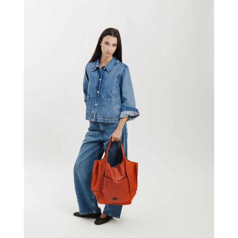 Sac cuir porté épaule Homer orange BIBA