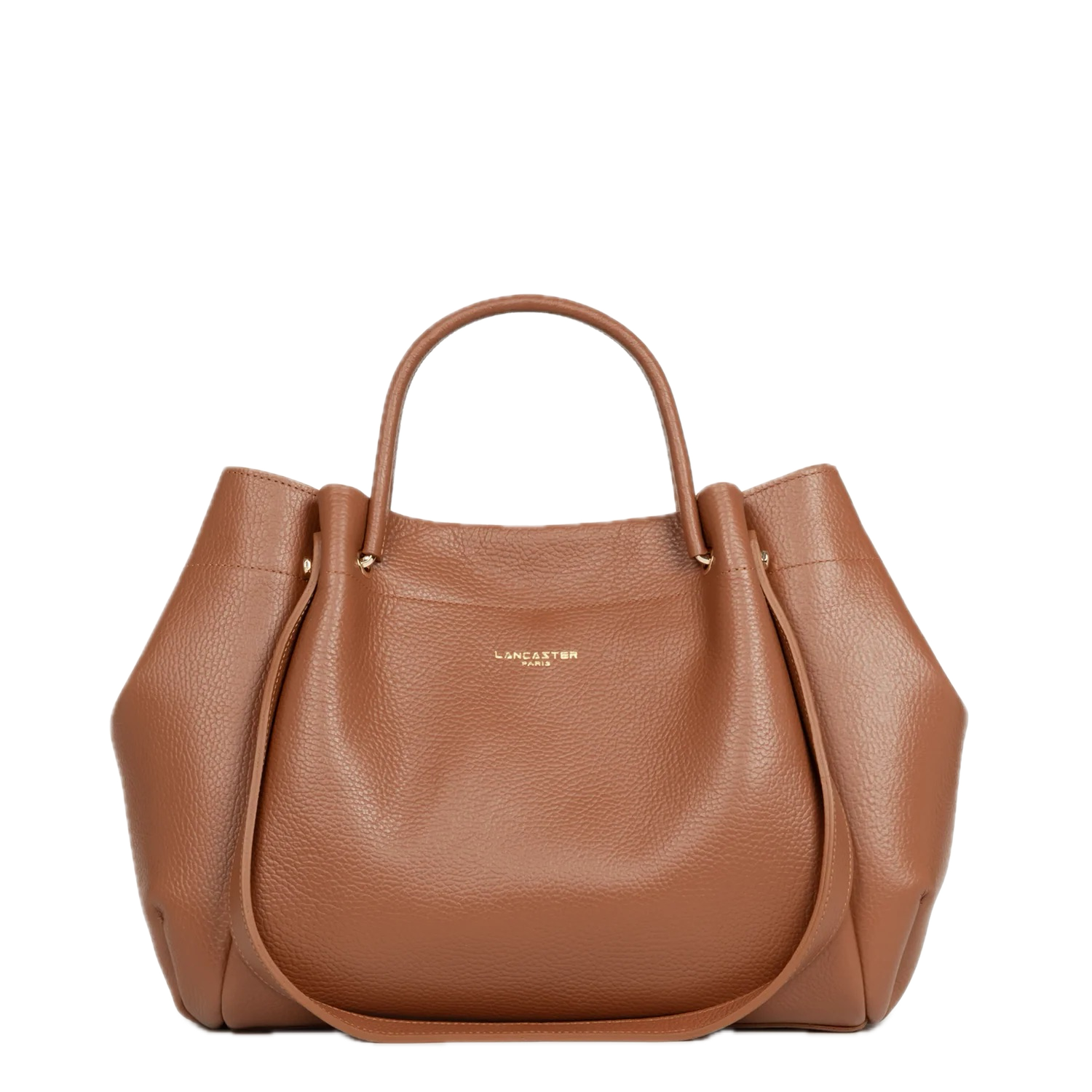 Foulonné Double LOUISA  grand sac cabas épaule Camel LANCASTER