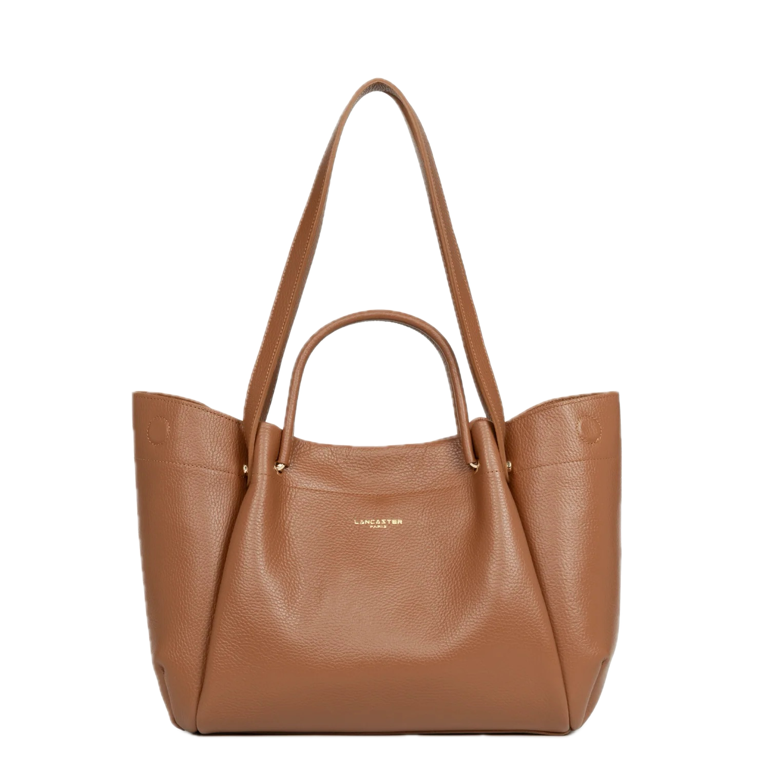 Foulonné Double LOUISA  grand sac cabas épaule Camel LANCASTER