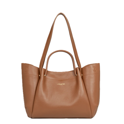 Foulonné Double LOUISA grand sac cabas épaule Camel LANCASTER Foulonné Double LOUISA grand sac cabas épaule Camel LANCASTER