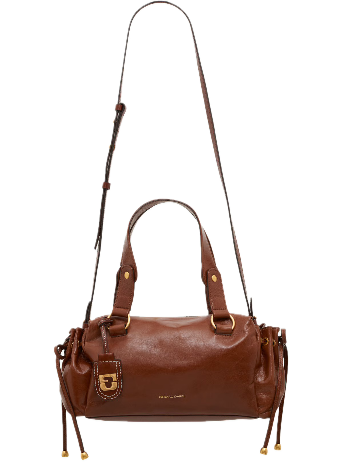 Sac à main en cuir effet froissé caramel GRACE GERARD DAREL