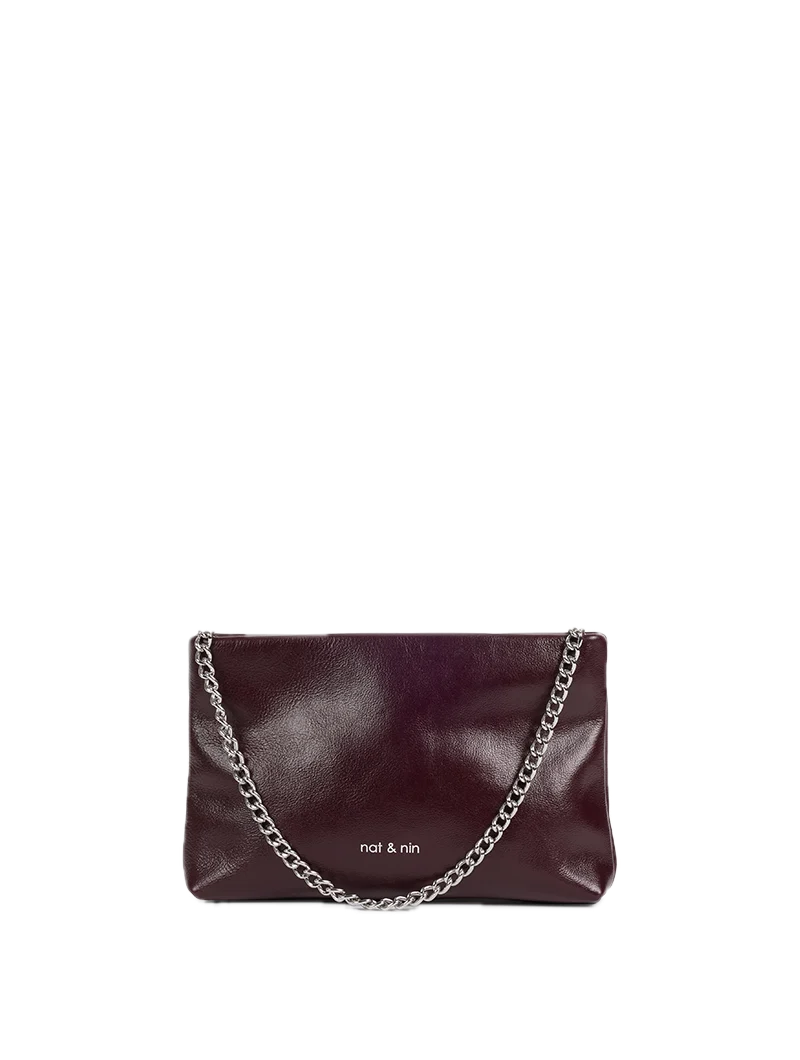 Sacs porté épaule /travers Molly Aubergine - Cuir glacé craquelé Nat&Nin