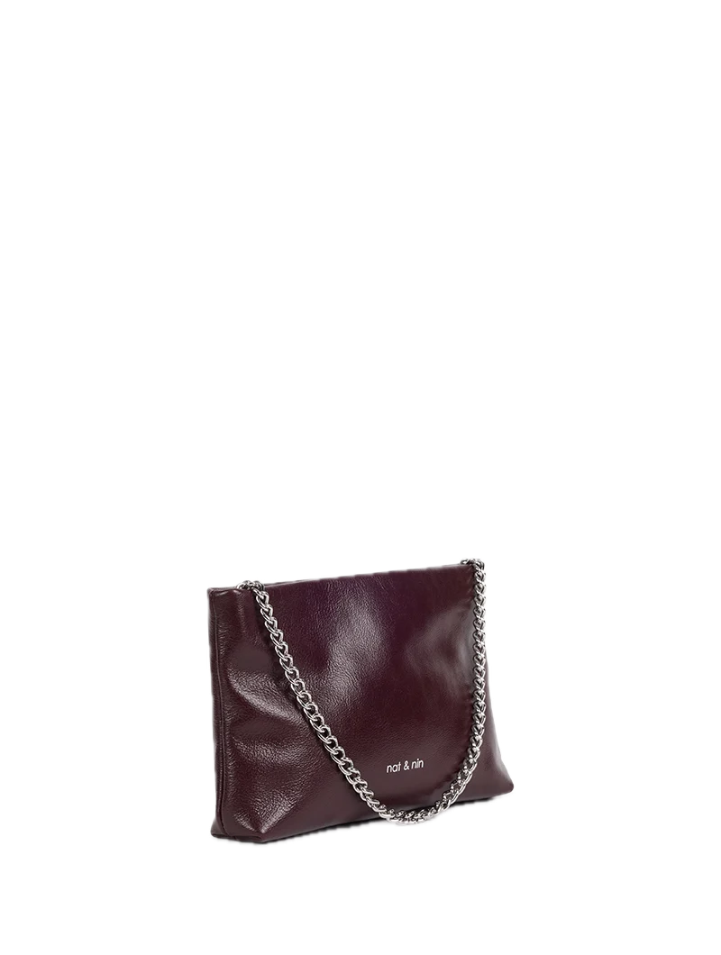Sacs porté épaule /travers Molly Aubergine - Cuir glacé craquelé Nat&Nin