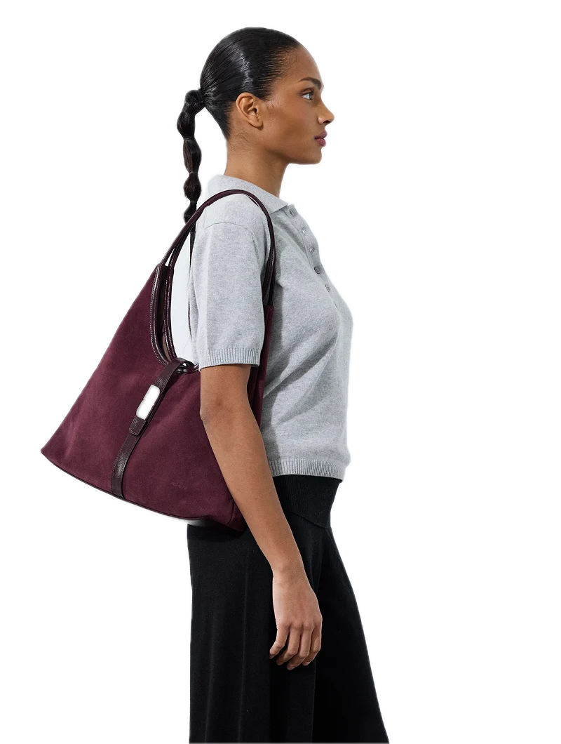 Sacs porté épaule Roméo Aubergine - Cuir suédé NAT&NIN