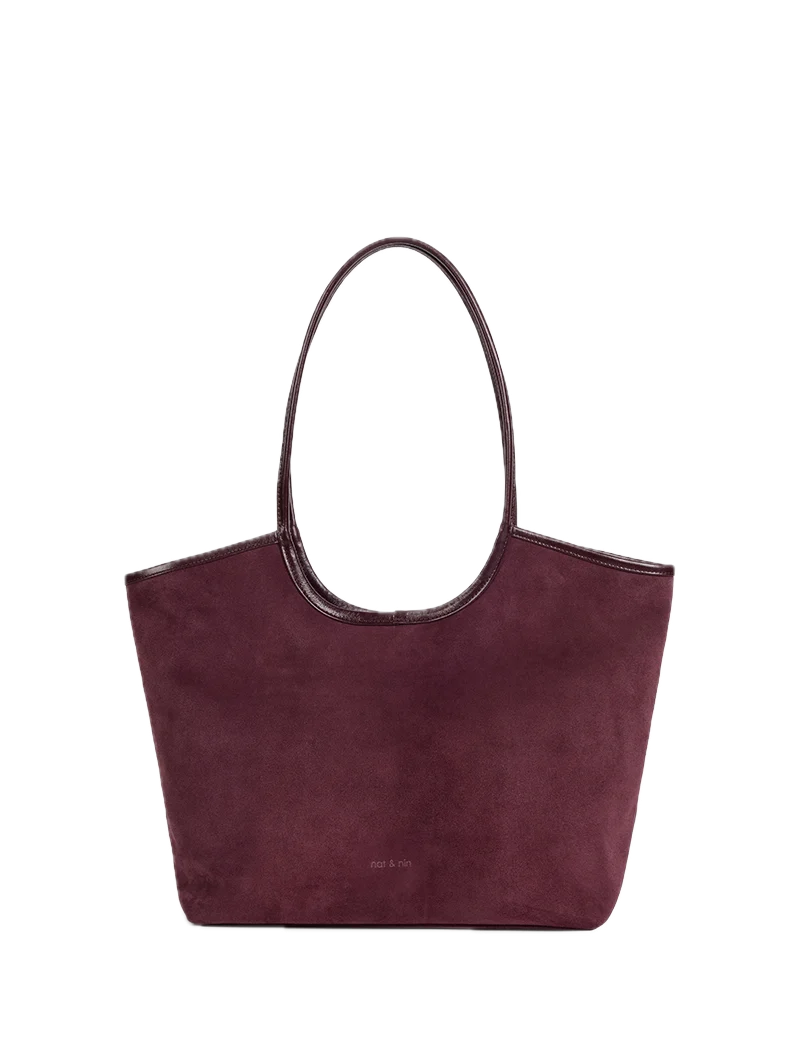 Sac cabas cuir peau Milan Aubergine bordeaux  Nat & Nin