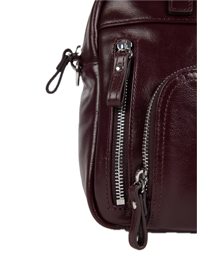 Sacs à main / travers Mini Macy Aubergine - Cuir glacé craquelé Nat&Nin