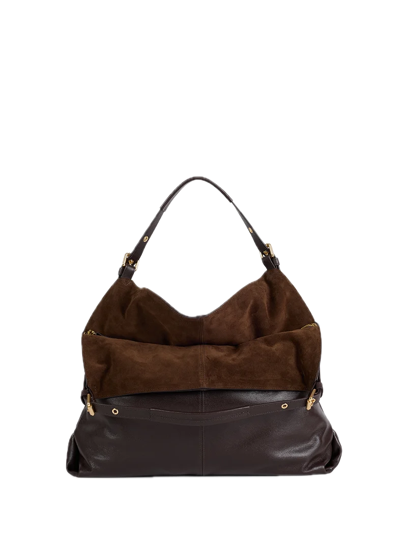 Sacs porté épaule Athena Ebène - Cuir suédé NAT&NIN