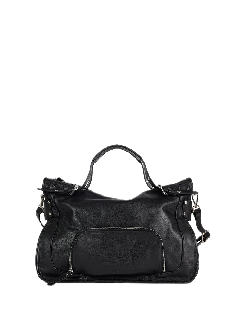 Sac porté épaule Meghan Noir- Cuir lisse NAT&NIN