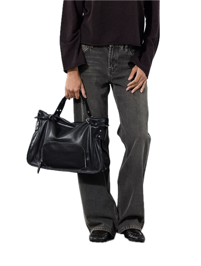 Sac porté épaule Meghan Noir- Cuir lisse NAT&NIN