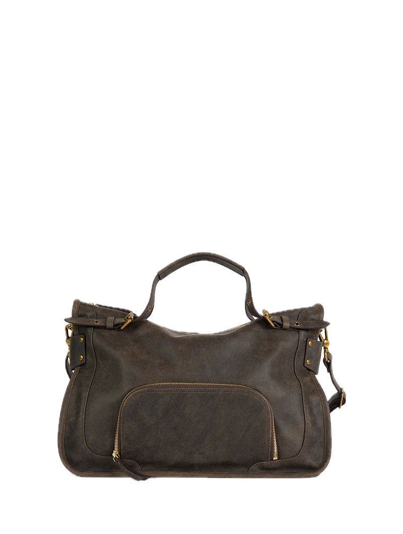 Sac porté épaule Meghan Vintage marron - Cuir lisse NAT&NIN