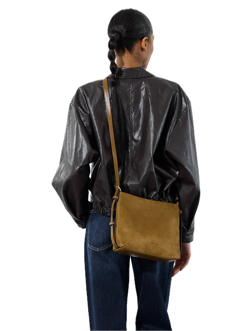 Sac porté épaule/ travers Mini - Moreen Tabac - Cuir suédé NAT&NIN