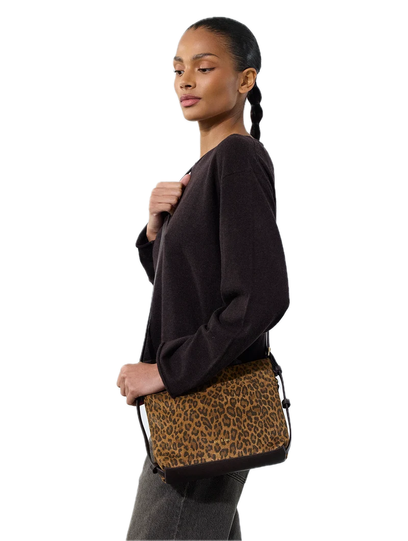 Sac porté épaule/ travers Mini - Moreen Léopard - Cuir suédé NAT&NIN