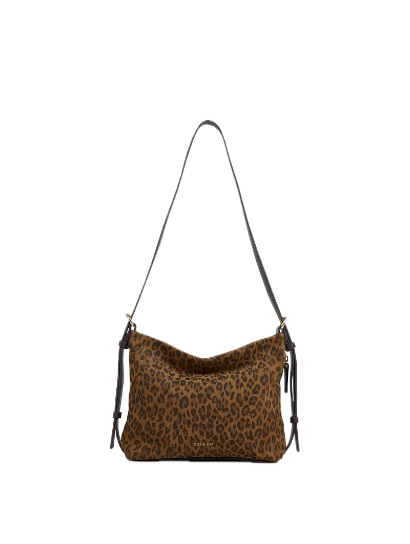 Sac porté épaule/ travers Mini - Moreen Léopard - Cuir suédé NAT&NIN
