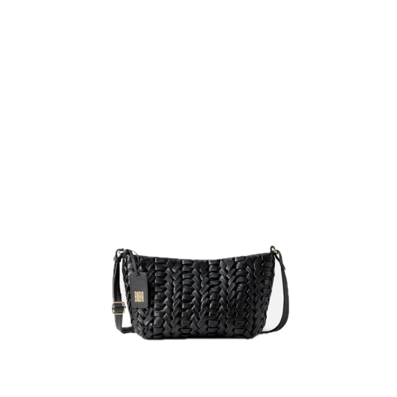 Sac porté travers cuir tressé noir Elk BIBA Sac porté travers cuir tressé noir Elk BIBA