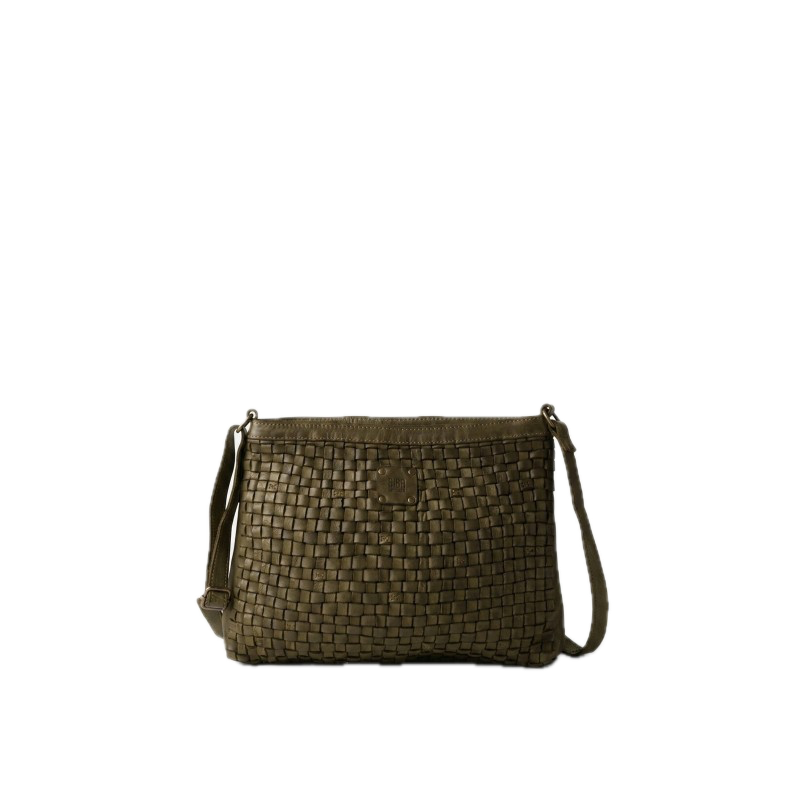 Sac bandoulière cuir tressé Kaki BIBA M Kansas