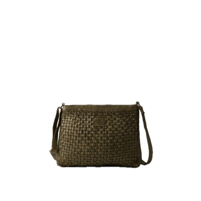 Sac bandoulière cuir tressé Kaki BIBA M Kansas