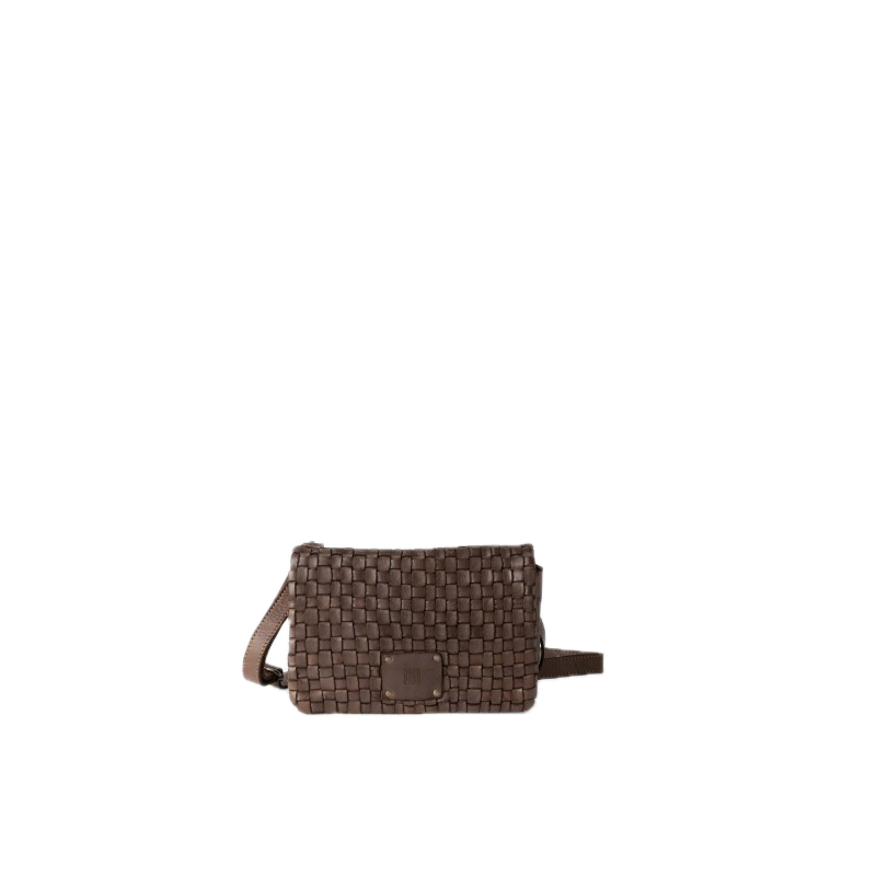 Sac bandoulière cuir tressé Chocolat BIBA S Kansas