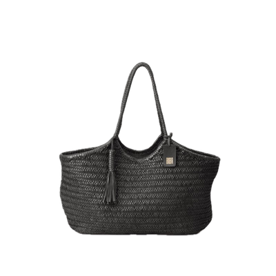 Sac porté épaule L panier tressé cuir Noir BIBA Perkins