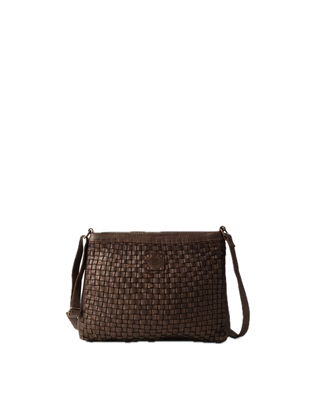 Sac bandoulière cuir tressé Chocolat BIBA M Kansas