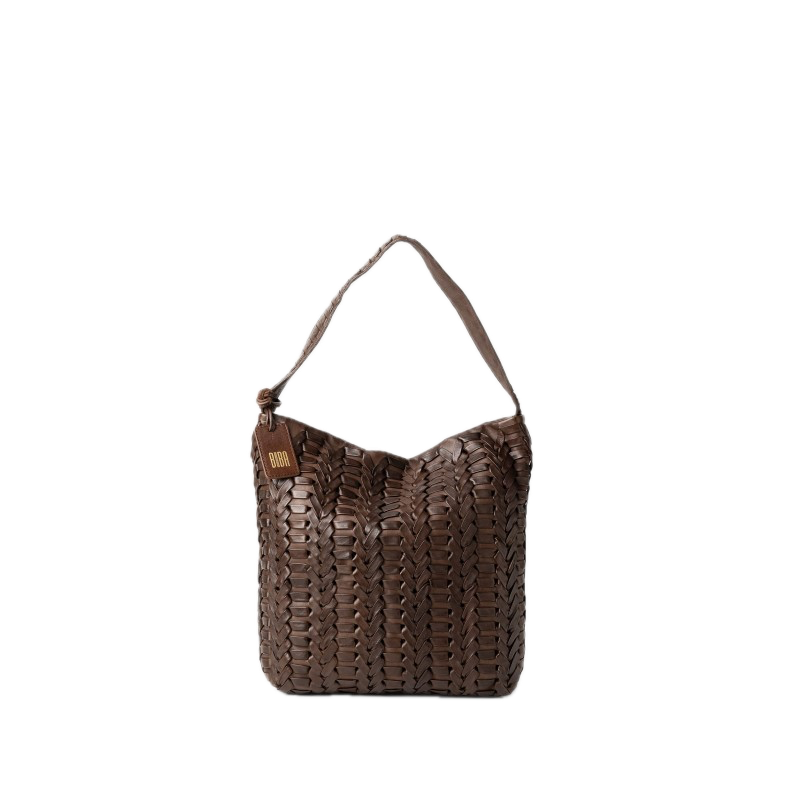 Sac hobo porté épaule cuir tressé Elk Chocolat BIBA