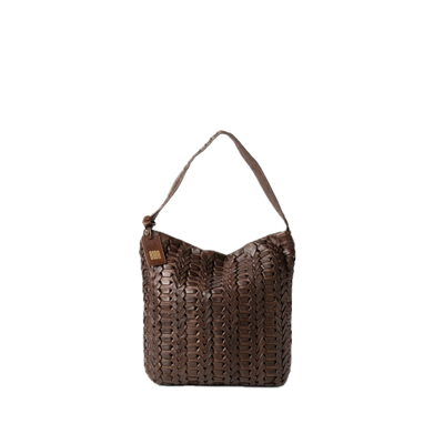 Sac hobo porté épaule cuir tressé Elk Chocolat BIBA