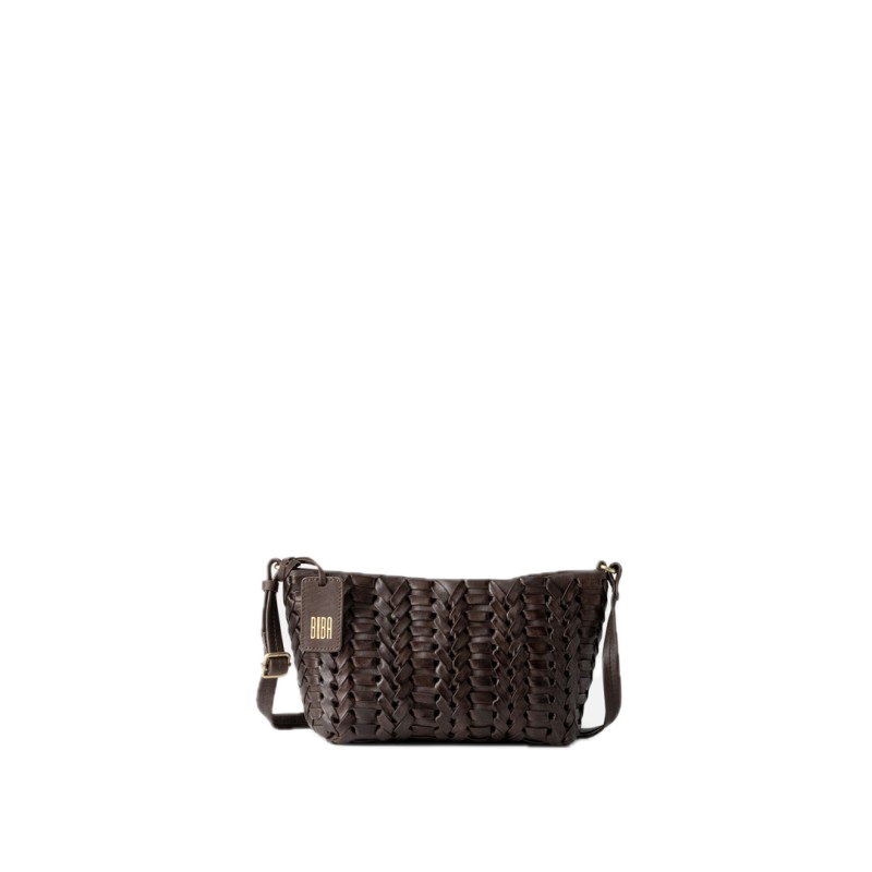 Sac porté travers cuir tressé chocolat Elk BIBA