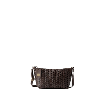 Sac porté travers cuir tressé chocolat Elk BIBA