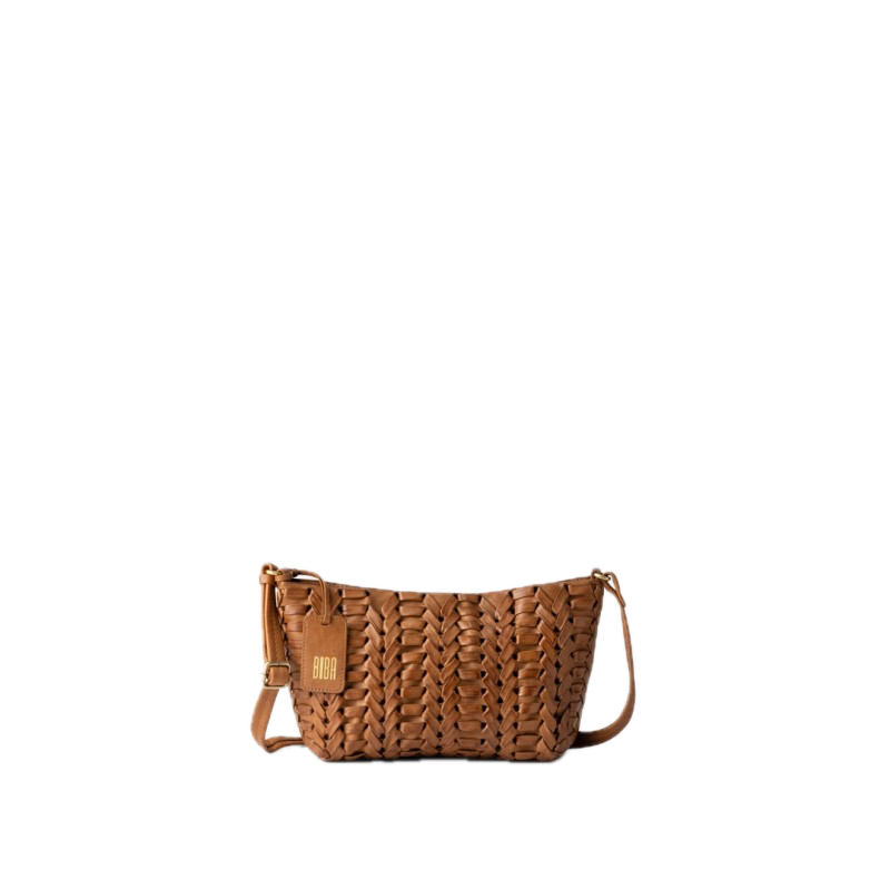 Sac porté travers cuir tressé Camel Elk BIBA