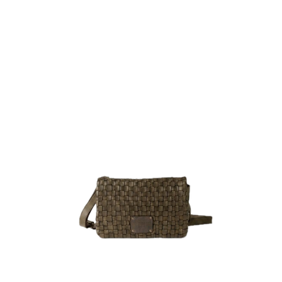 Sac bandoulière cuir tressé kaki BIBA S Kansas