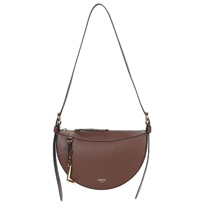 Sac Bandoulière demi lune Faubourg Cuir Coconut chocolat LANCEL
