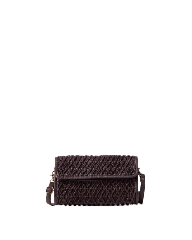 Sac bandoulière en cuir tressé BIBA Nekimi burgundy Sac bandoulière en cuir tressé BIBA Nekimi burgundy