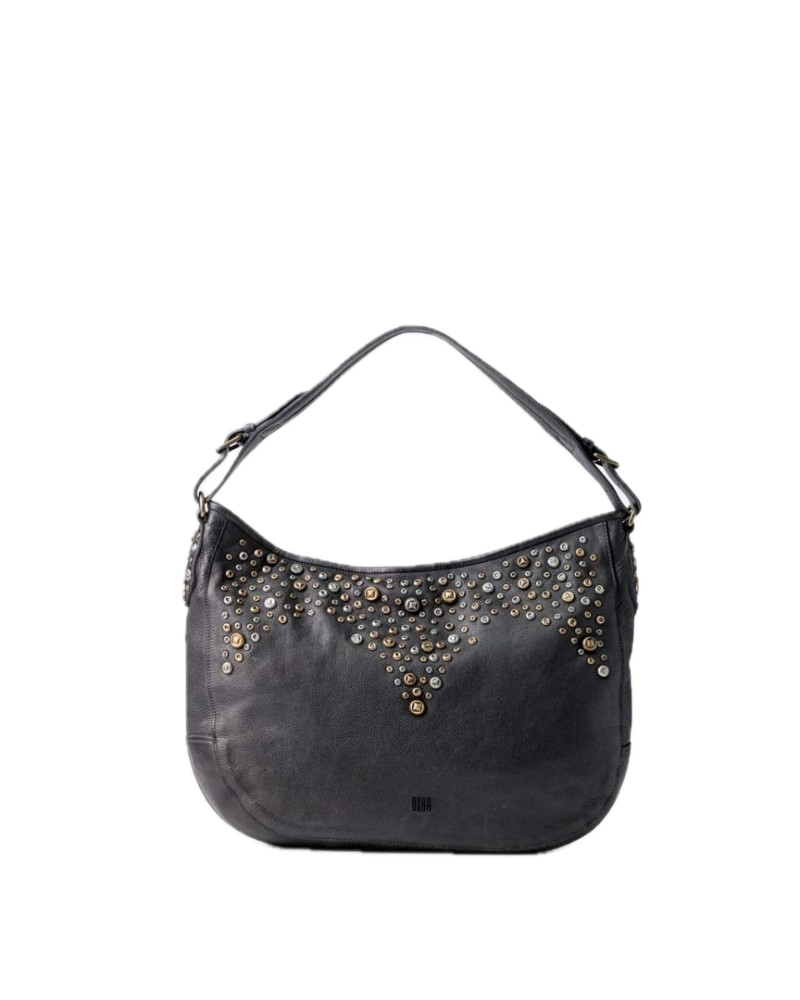 Sac hobo porté épaule cuir/clous noir BIBA Bunn