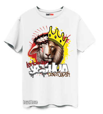 YESHUA T-SHIRT Revelation 5:5–6  &quot;See the lion of the tribe of Judah, the root of David has triumphed&quot; &quot;I saw a lamb looking as if it had been slain standing in the center of the throne&quot;
