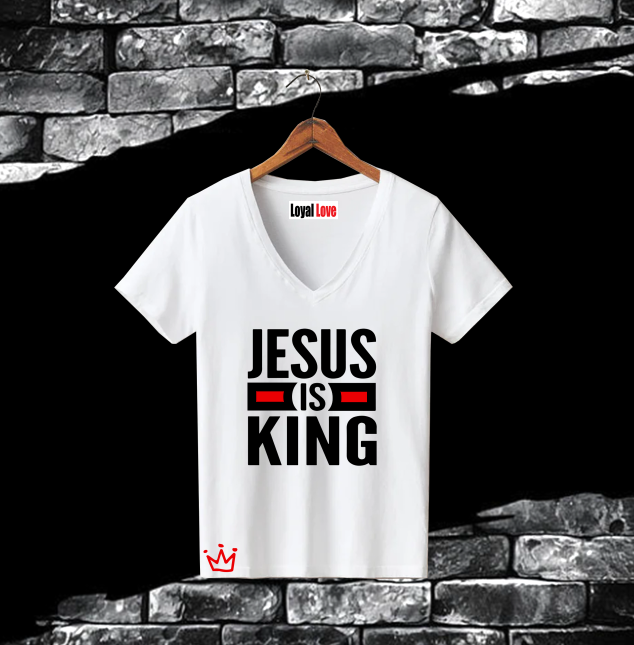 JESUS IS KING T-SHIRT  Revelation 19:13  He is clothed in a robe dipped in blood, and the name by which he is called is The Word of God. . . . On his robe he has a name written, King of Kings, O Lord