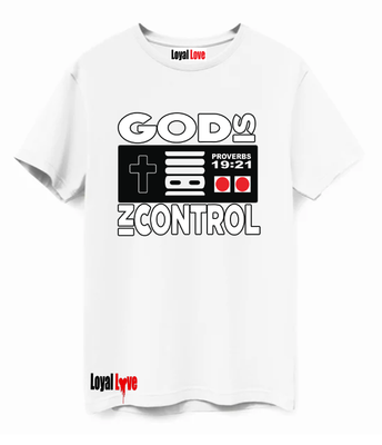 GOD IS IN  CONTROL T-SHIRT  Matthew 19:26   But Jesus looked at them and said, &quot;With man this is impossible, but with God all things are possible.&quot;