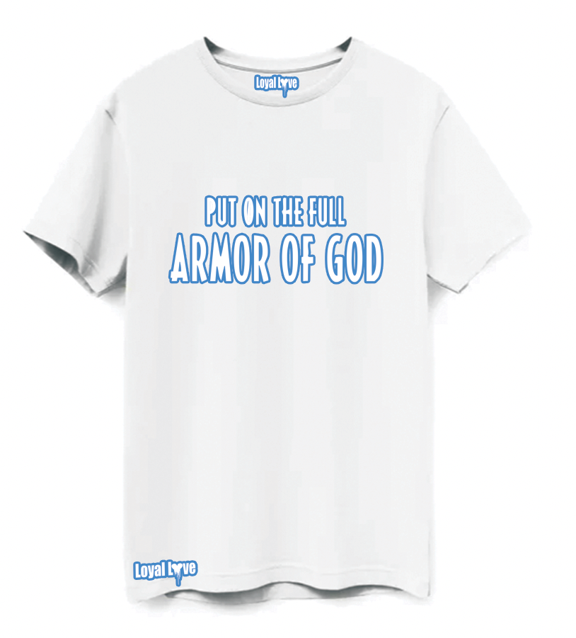 ARMOR OF GOD T-SHIRT represents the spiritual protection provided by God in times of spiritual struggles.